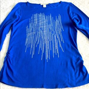 Kenneth Cole NY Blue Women's Top with Silver Detailing